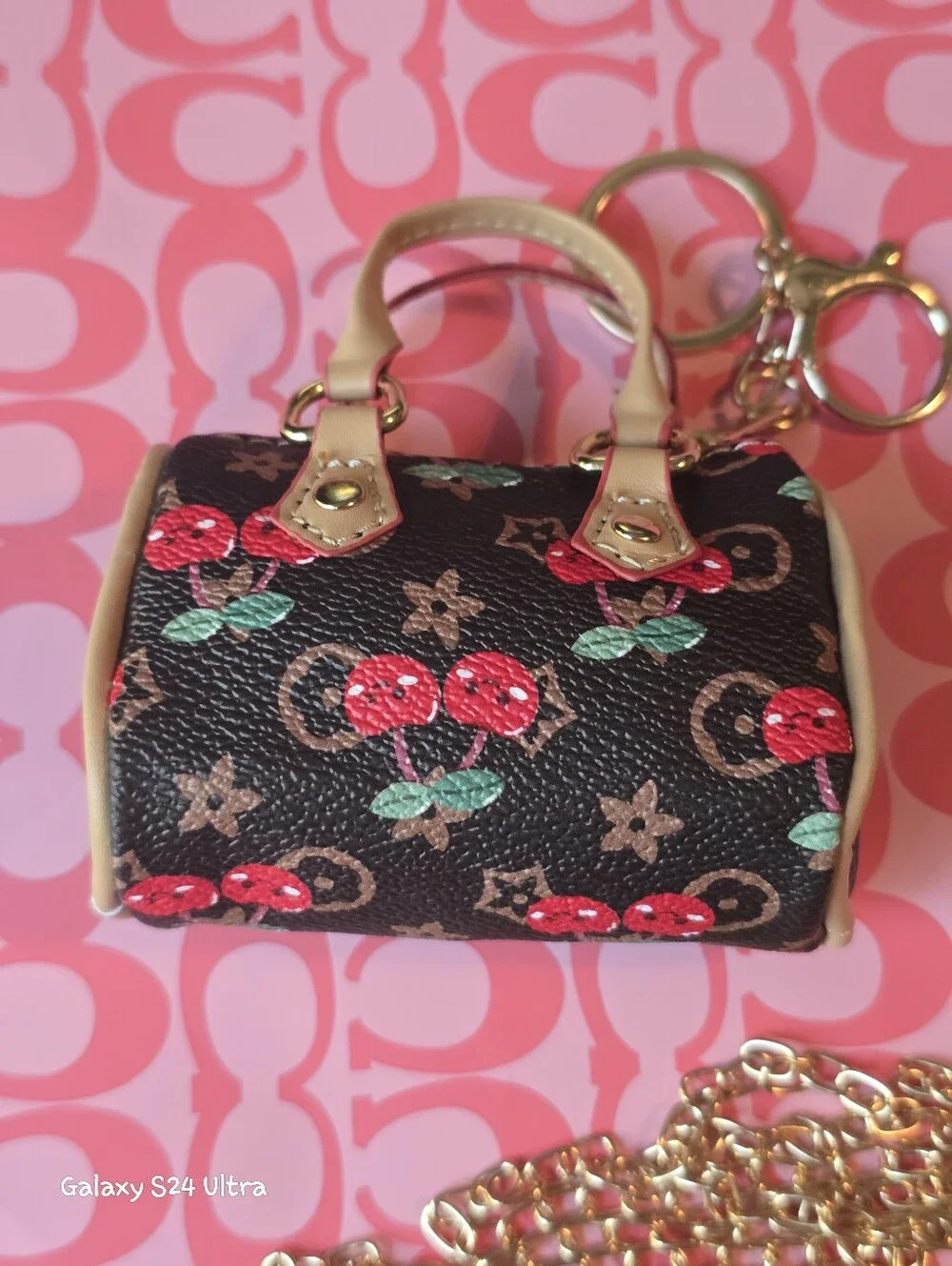 Cherry Mini Coin Purse Bag Charm/ Keychain NEW